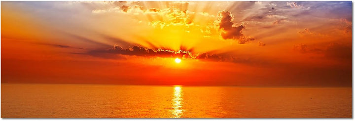 Augenblicke Wandbilder Leinwandbild als Panorama in 150x50cm Meer Wolken Sonnenaufgang