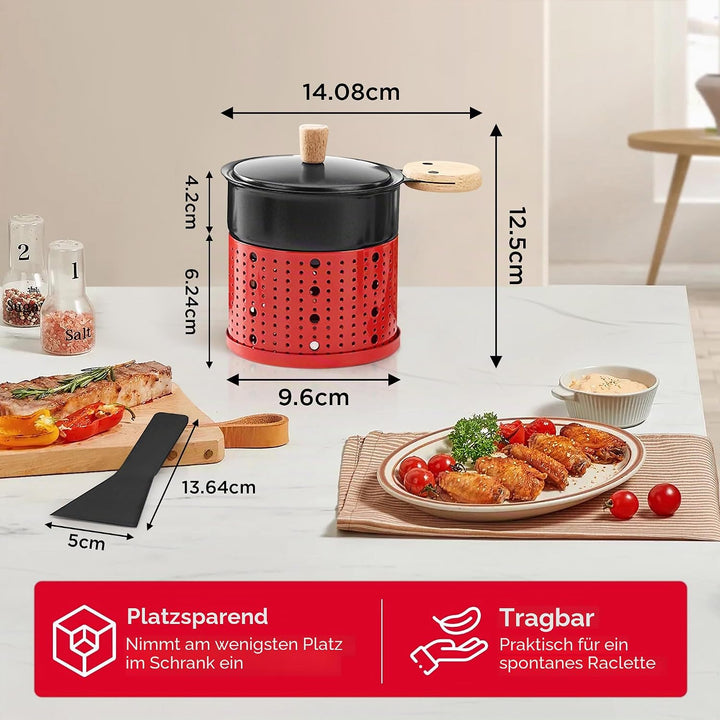 ipow 2er Set Mini Raclette Grill, Racletteofen Set antihaftbeschicht Kerzenraclette für Teelichter,