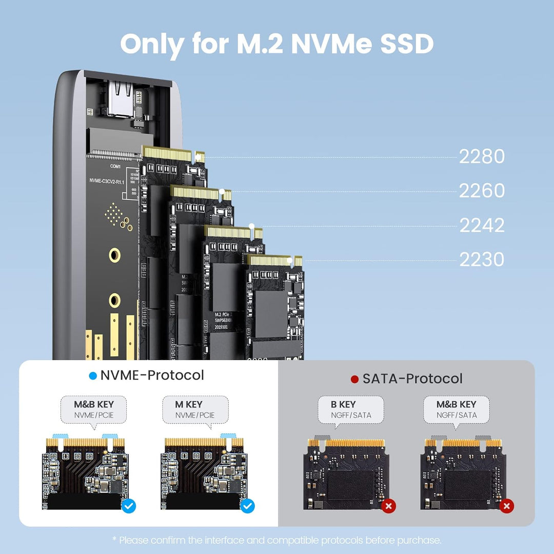 GiGimundo M.2 NVMe SSD Gehäuse 10Gbit/s, Werkzeuglos 3.2 Gen 2 M.2 Festplattengehäuse Aluminium für