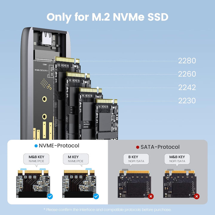 GiGimundo M.2 NVMe SSD Gehäuse 10Gbit/s, Werkzeuglos 3.2 Gen 2 M.2 Festplattengehäuse Aluminium für
