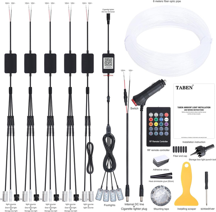 TABEN Auto Innenraum Umgebungslicht 64 Farben APP Control Auto Dekoration Atmosphäre Licht Kit Wasse