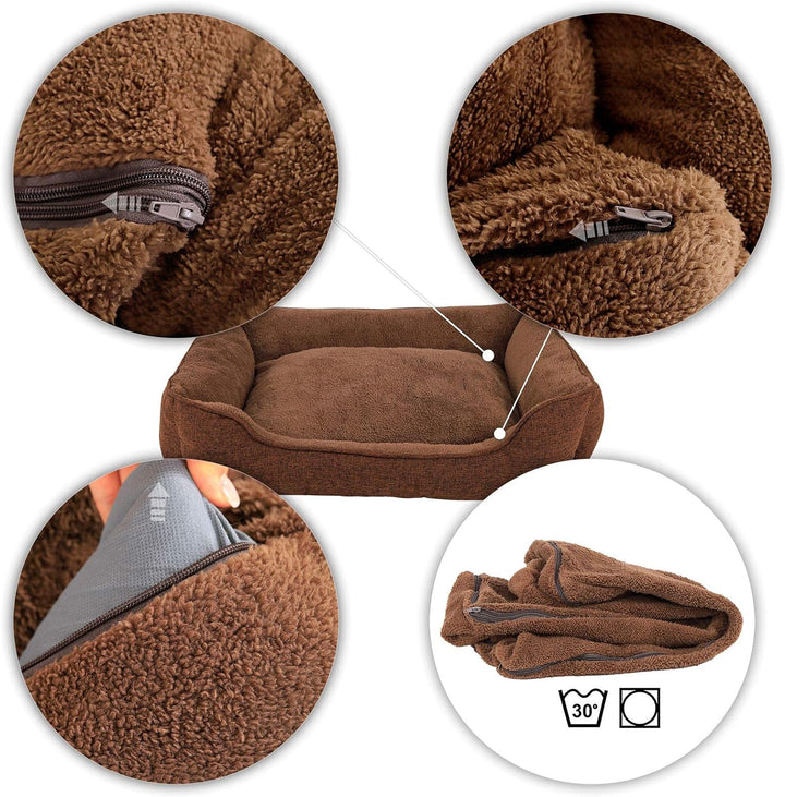 lionto Hundebett meliert Hundekissen Hundekörbchen Bezug abnehmbar, (M) 90x75 cm braun L 90 x B 75 x