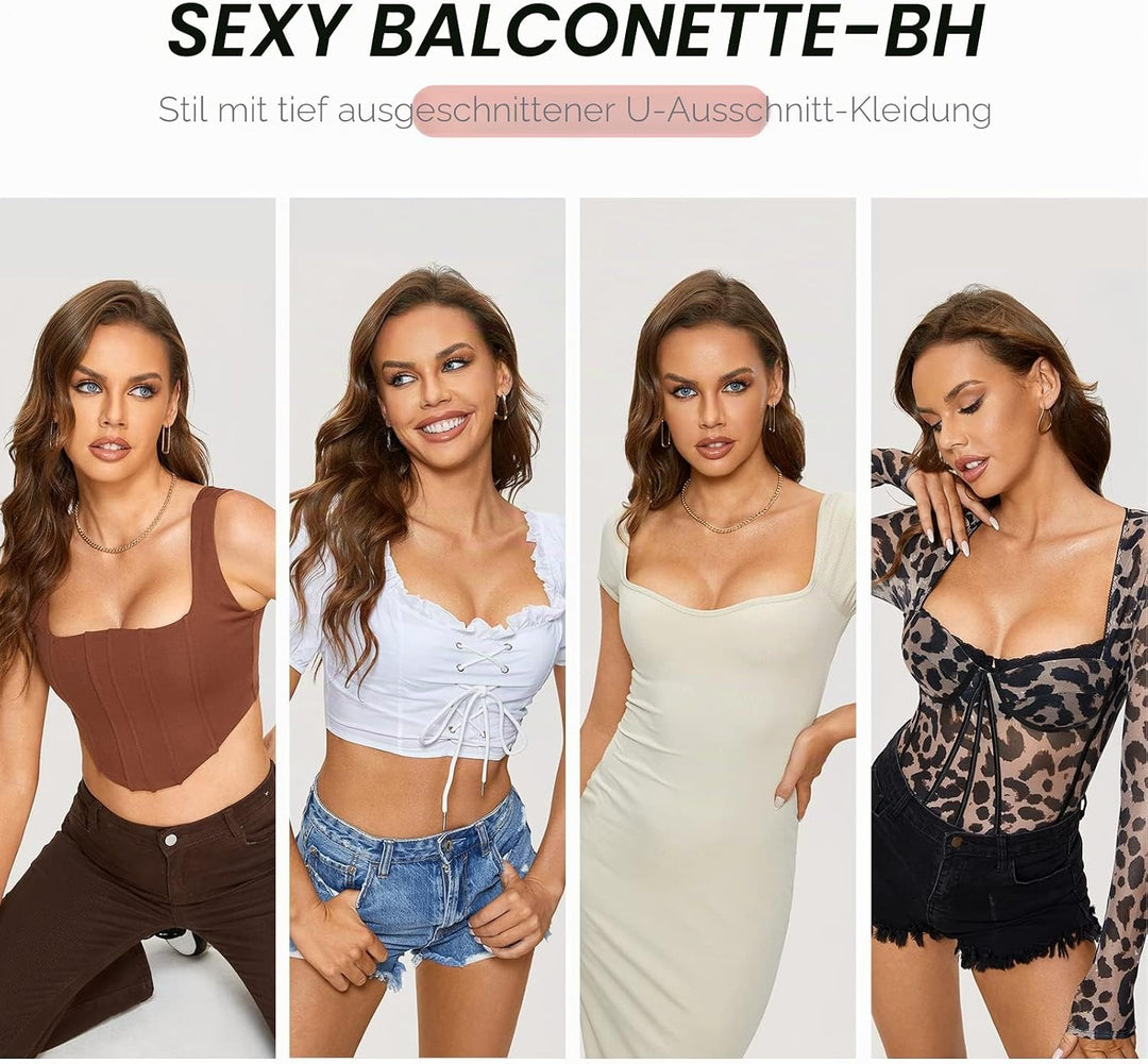 DOBREVA Damen tiefer Rücken BH Leicht Gepolstert Bügel T Shirt BHS Neckholder Unsichtbar Rückenfrei