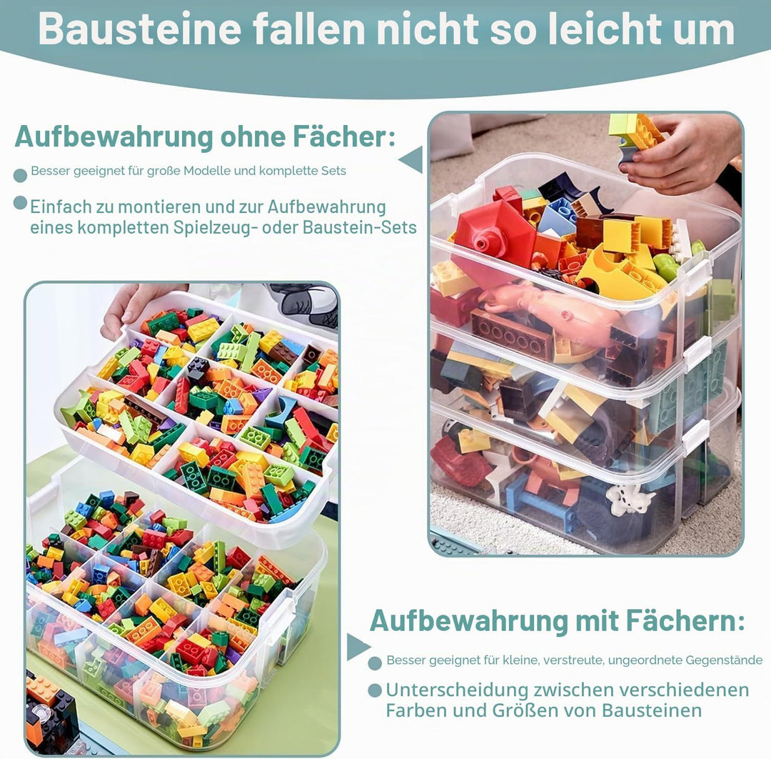 Aufbewahrungsbox Bausteine Aufbewahrungsbox mit Deckel,Kunststoff Sortierboxen Spielzeug Transparent