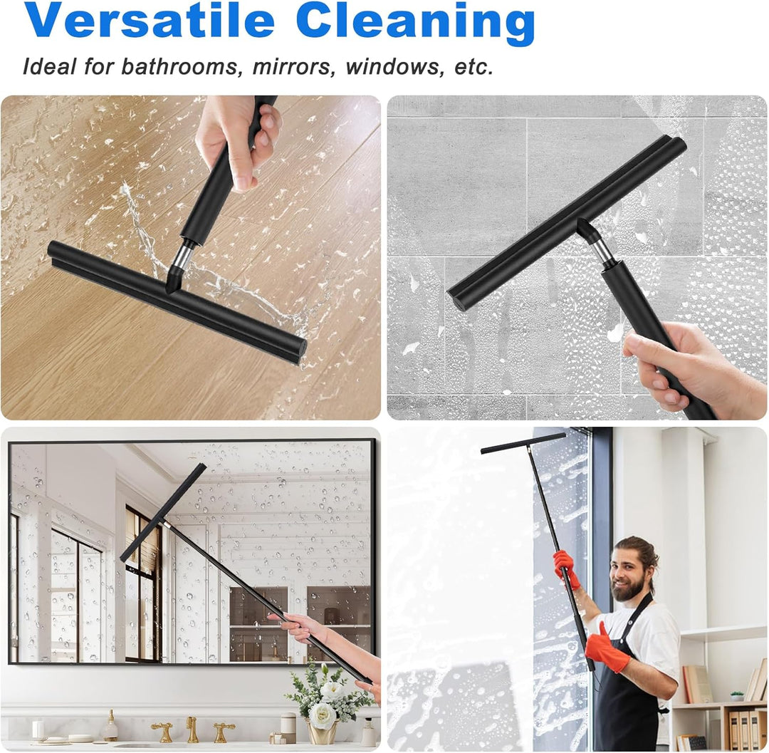 Duschabzieher Langer Stiel, 30-120cm Verstellbarer Wasserschieber Silikon Bodenabzieher mit Halterun