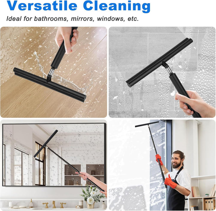 Duschabzieher Langer Stiel, 30-120cm Verstellbarer Wasserschieber Silikon Bodenabzieher mit Halterun