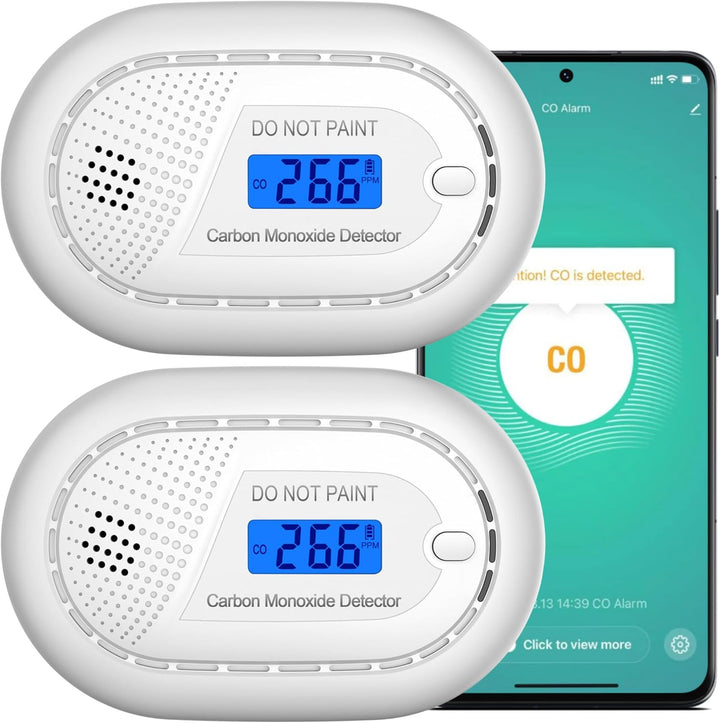 Kohlenmonoxid Melder WLAN - 10 Jahre Batterie - Smart CO Melder Vernetzt mit App Tuya & Smartlife -
