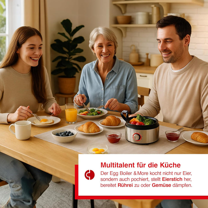Solis Egg Boiler & More 8272 – Multifunktionaler Eierkocher & Dampfgarer aus Edelstahl, für bis zu 7
