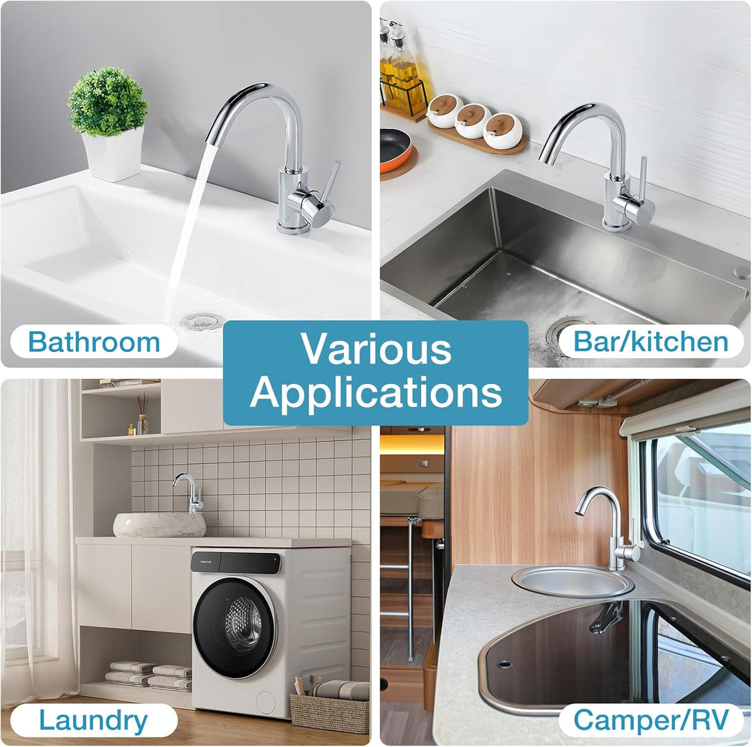 Wasserhahn Bad 360° Drehbar, Edelstahl Waschtischarmatur Armaturen Waschbecken Hoch, Einhebelmischer