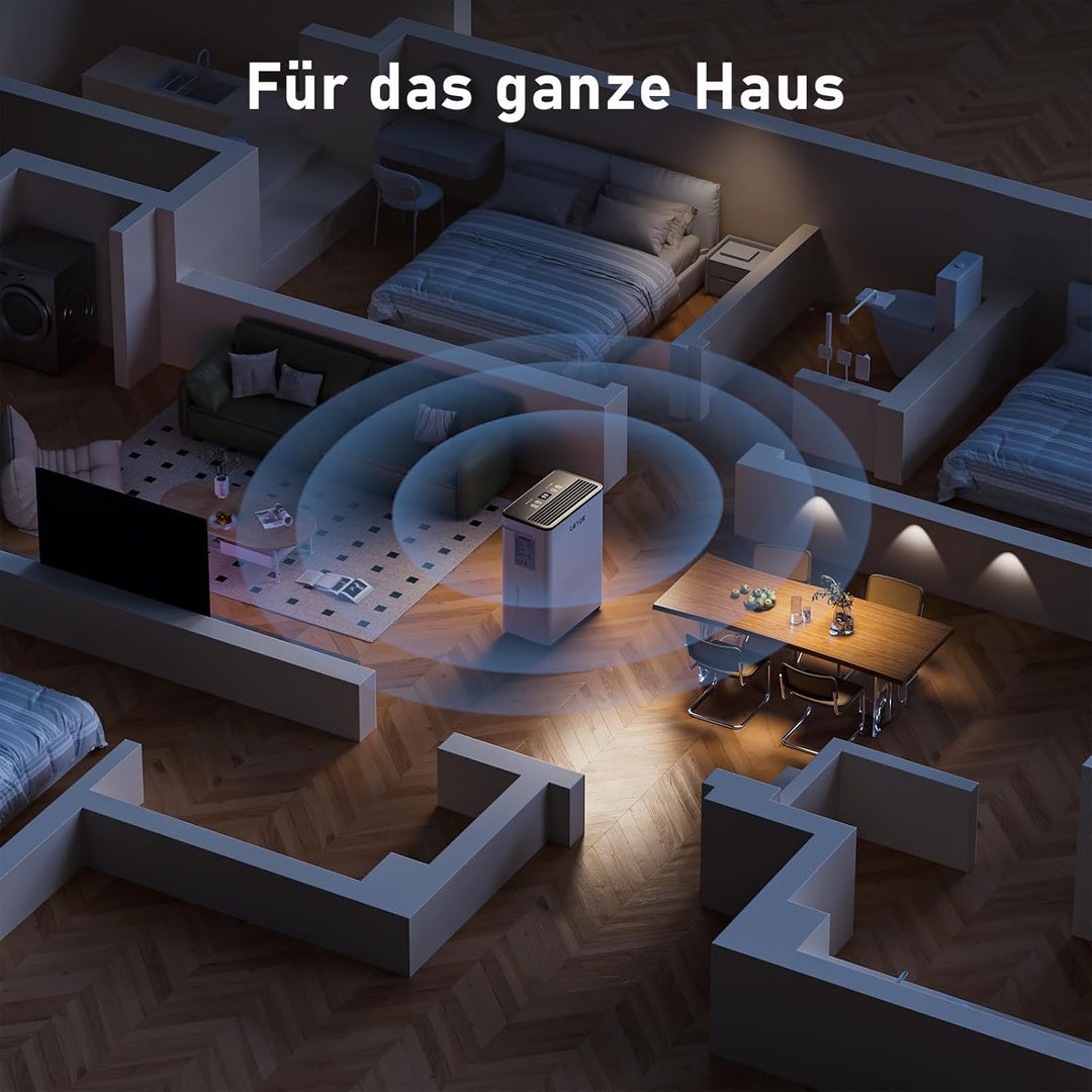 OKYUK Luftentfeuchter Elektrisch 12L mit Digitaler Luftfeuchtigkeitsanzeige, 32dB Leiser 30m², mit a