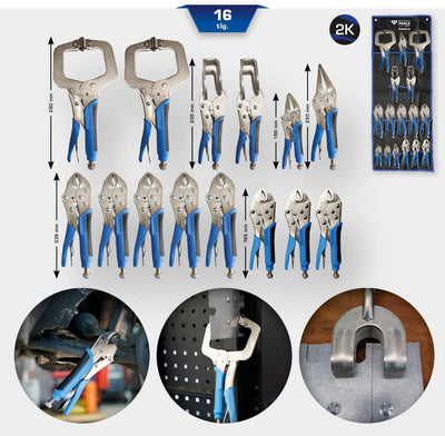 Brilliant Tools BT065016 Feststellzangen / Gripzangen-Satz, 16-tlg 16-tlg., 16-tlg.