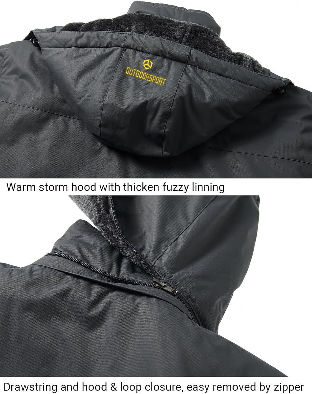 CARWORNIC Herren Winddichte Berg Ski Jacke Winter Warm Schnee Kapuze Windbreaker Wandern Snowboard M