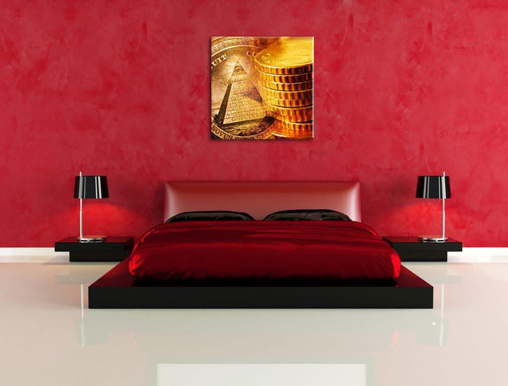 Illuminati Pyramide / 70x70cm Leinwandbild bespannt auf Holzrahmen/Wandbild Kunstdruck Dekoration, 7