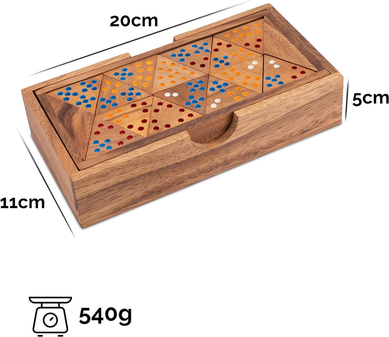 LOGOPLAY Tridomino - Triomino - Dreieck-Domino - Legespiel - Gesellschaftsspiel aus Holz mit farbige