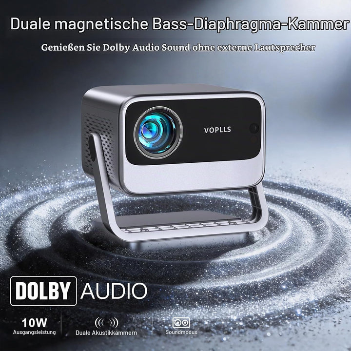 Smart Beamer 4K【Netflix vorinstalliert &amp; Dolby Audio】 VOPLLS 35000L Autofokus &amp; Trapezkorrektur Beam