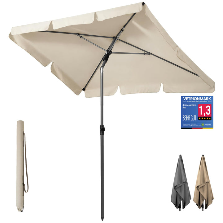 4smile Sonnenschirm Balkon, Sonnenschirm rechteckig 200x125 cm, Sonnenschutz Balkon mit UPF 50+, Bal