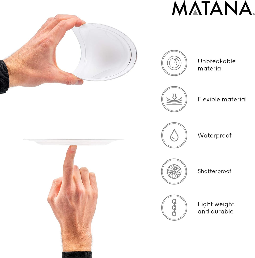 MATANA 150 Stück Mehrweg Partygeschirr Set in Weiss & Silber - Wiederverwendbar - 25 Plastikteller 2