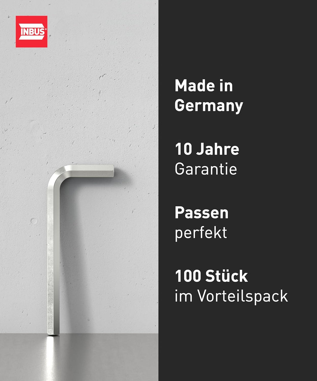 INBUS® 73455 Winkelschraubendreher 2.5mm, 100 Stück — Made in Germany 2.5 mm (100 Stück), 2.5 mm (10