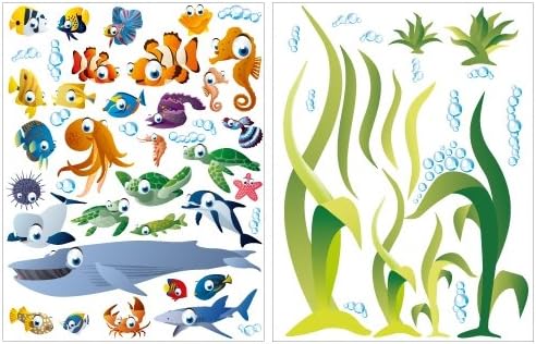 Wandkings Ozean Unterwasserwelt Wandsticker Megapack Set, 72 Aufkleber, Gesamtfläche 260 x 70 cm