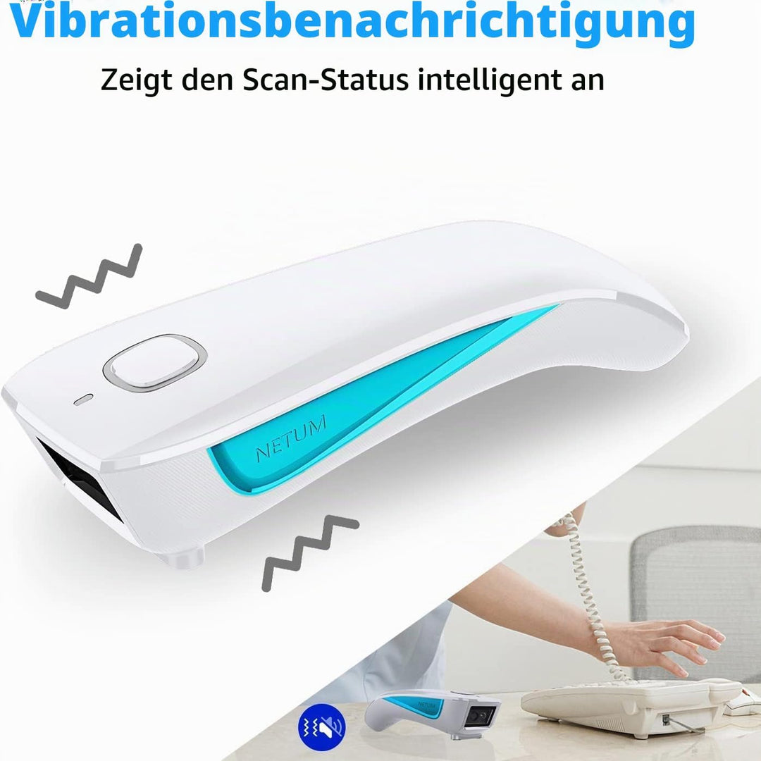 NETUM Upgrade Mini Wireless QR Barcode Scanner, 3 in 1 Bluetooth Tragbare Tasche Kleiner 1D 2D Stric