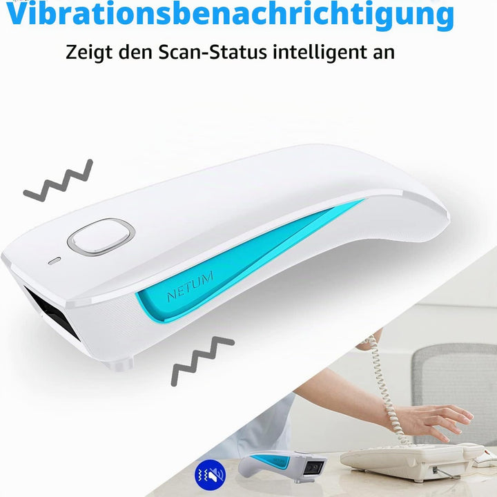 NETUM Upgrade Mini Wireless QR Barcode Scanner, 3 in 1 Bluetooth Tragbare Tasche Kleiner 1D 2D Stric