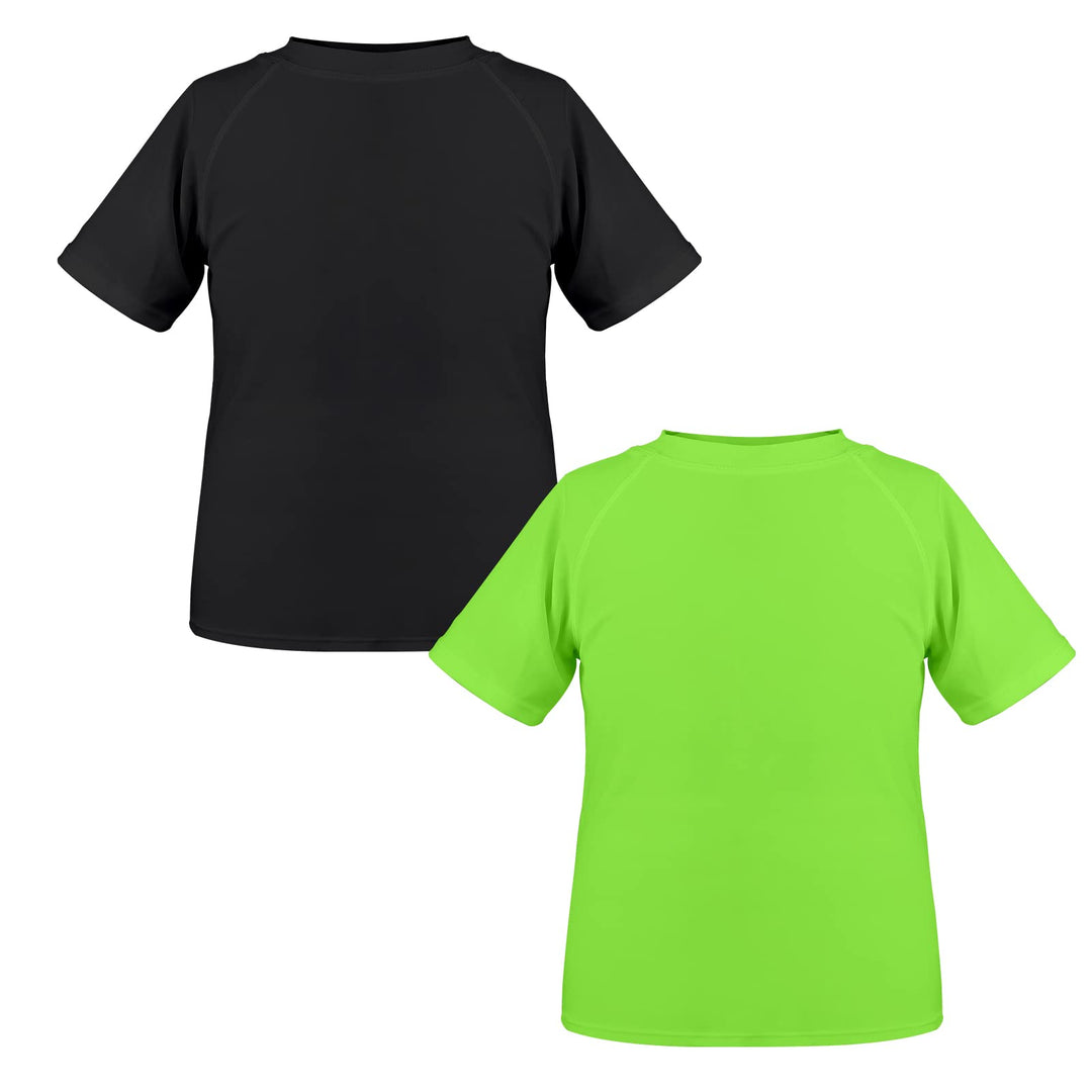 TIZAX 2 Stück Kinder UV Shirt Kurzarm Jungen Badeshirt Schwimmshirt Schnelltrocknend UPF 50+ Sonnens