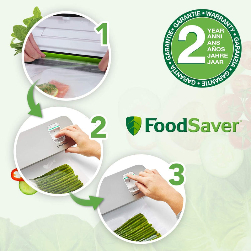 Kompaktes Vakuumiergerät von FoodSaver mit Handheld-Vakuumierer | 1 kleine Rolle & 5 kleine Vakuumie