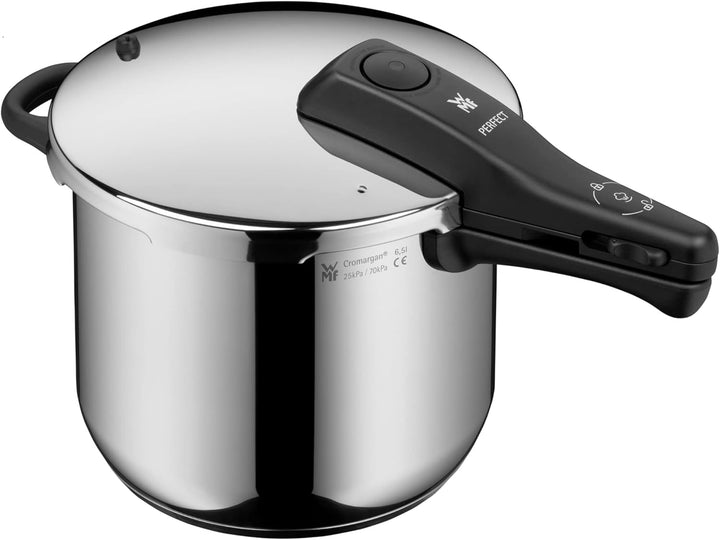 WMF Perfect One Pot Schnellkochtopf Induktion 6,5l, Dampfkochtopf, grosses Kochsignal, 2 Kochstufen,
