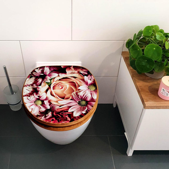 banjado Design WC Sitz Bambus Absenkautomatik 45,8x37,5cm - Toilettendeckel mit Absenkautomatik Holz