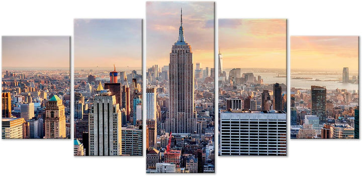murando - Bilder Stadt New York 100x50 cm Vlies Leinwandbild 5 tlg Kunstdruck modern Wandbilder XXL