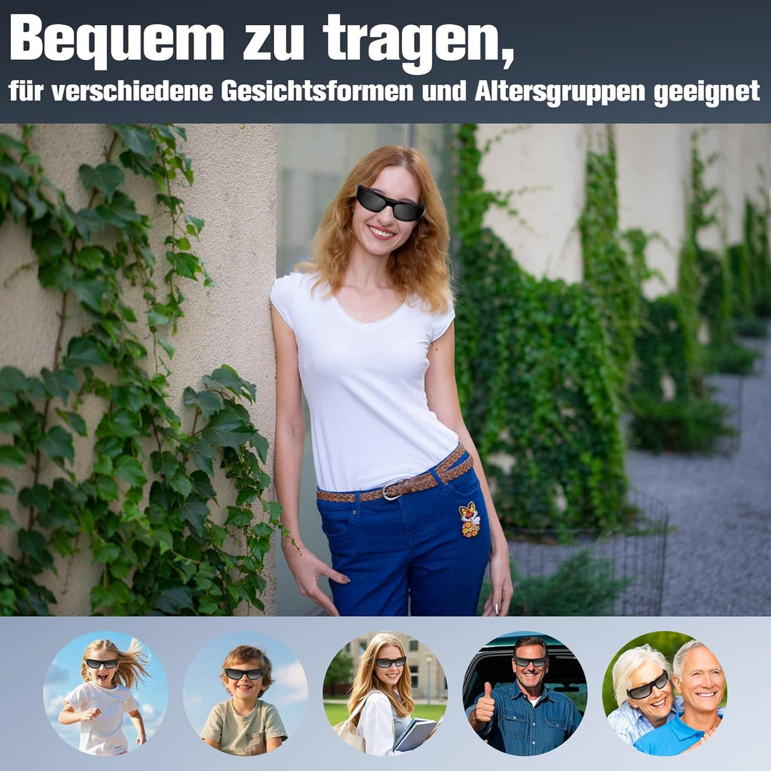 Klein Brillen Kamera HD 1080P, Tragbar Videorecorder ohne WLAN, Sonnenbrillen Action Kamera für Vide