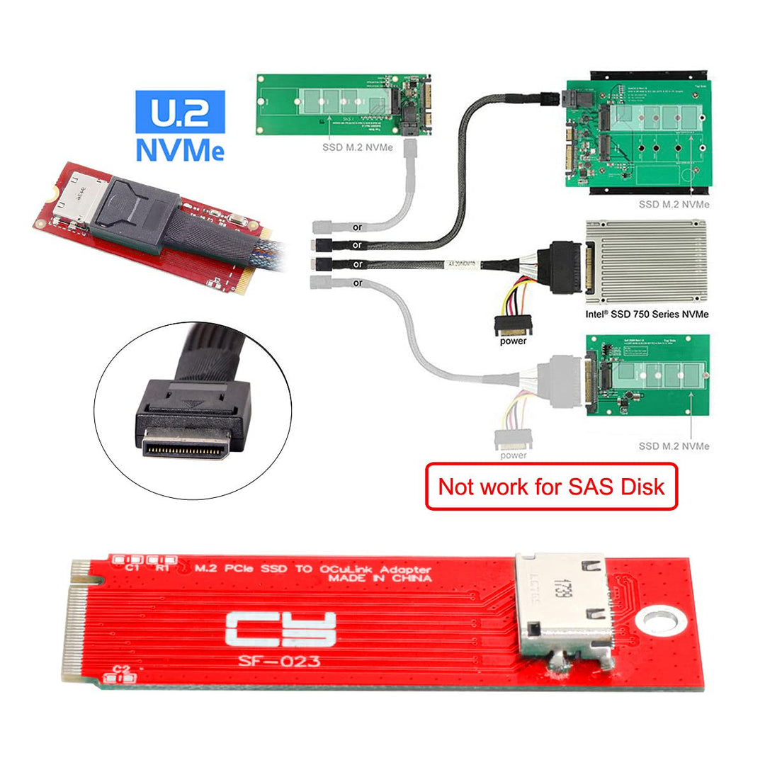 CY Adapter PCI-E 4.0 M.2 M-Key auf Oculink SFF-8612 SFF-8611 Host Adapter für PCIe Nvme SSD 2260 Bla