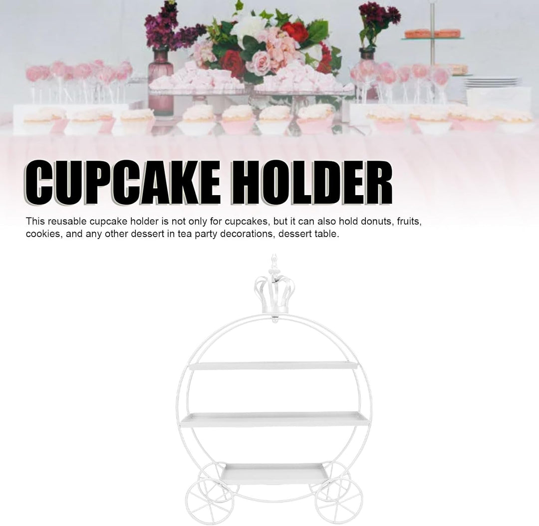 Cupcake-Ständer mit 3 Etagen, Eiserne Tabletts für Cupcakes, Donuts, Früchte, Gebäck, Dessert-Teller