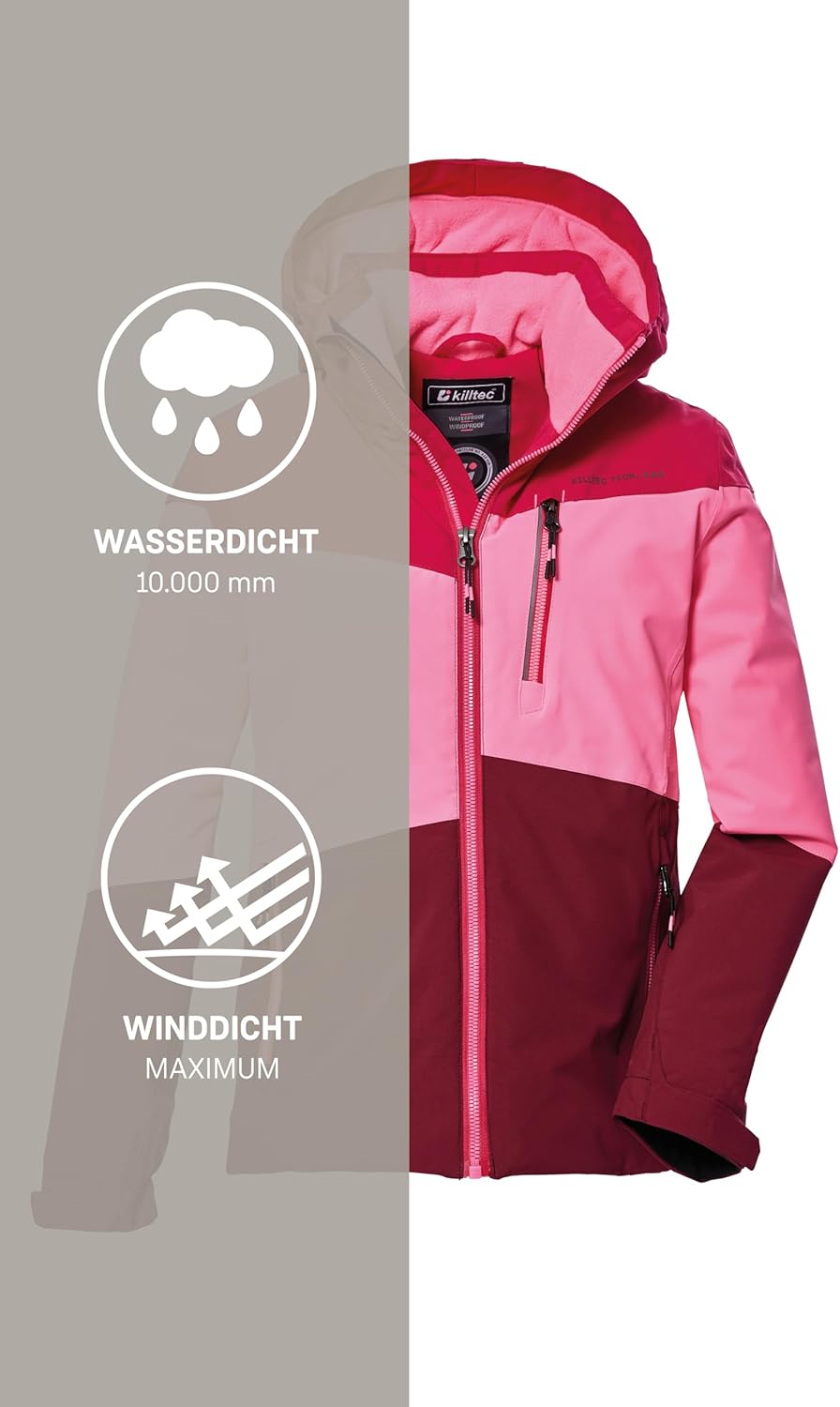Killtec Mädchen Kow 170 Grls Jckt Funktionsjacke mit Kapuze und Schneefang/Outdoorjacke ist wasserdi