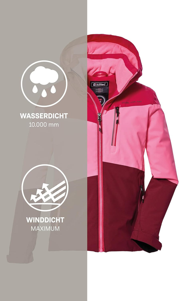 Killtec Mädchen Kow 170 Grls Jckt Funktionsjacke mit Kapuze und Schneefang/Outdoorjacke ist wasserdi