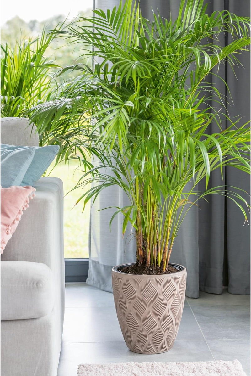 Blumentopf Blumenkübel mit Herausnehmbaren Einsatz Rund 3D Effekt Dekorativ Set 2: L + M in Taupe