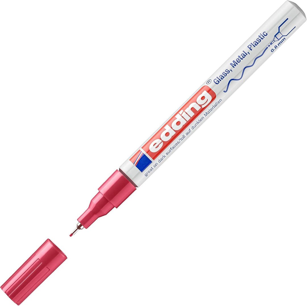 edding 780 Glanzlackmarker - rot - 10 Lackmarker - extra-feine Rundspitze 0,8 mm - Lackstift für Gla