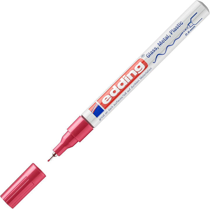 edding 780 Glanzlackmarker - rot - 10 Lackmarker - extra-feine Rundspitze 0,8 mm - Lackstift für Gla