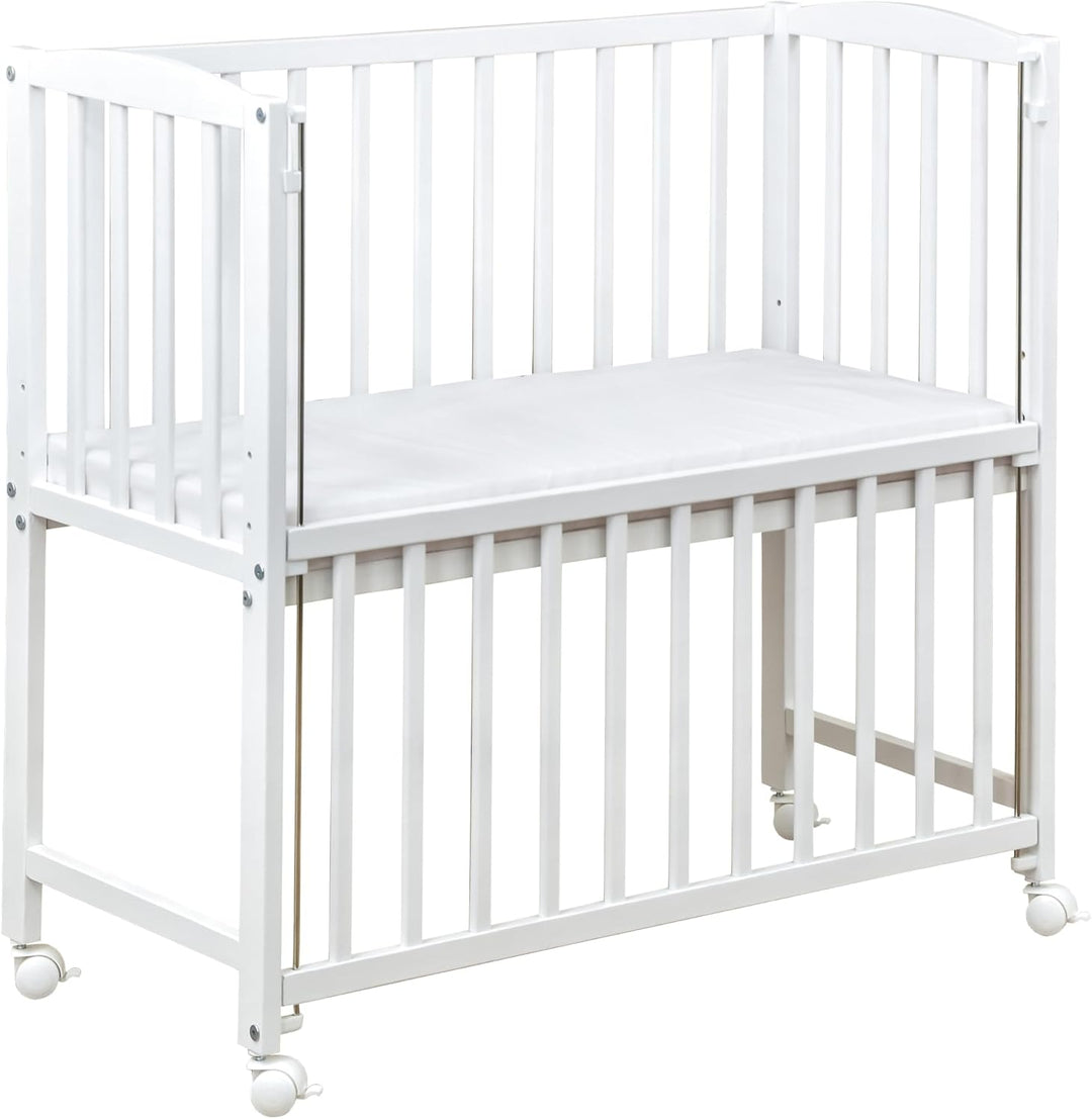 Generisch Baby Delux Beistellbett Babybett Stubenwagen weiss 90x40 mobil mit Rädern inkl. Matratze u