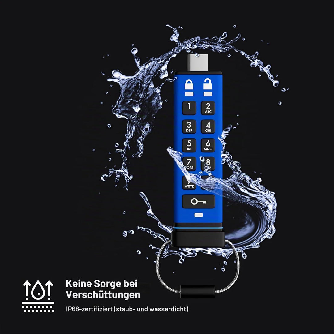 iStorage datAshur PRO+C 512 GB | Sicherer USB-Typ-C-Speicherstick | FIPS 140-3 Level 3 zertifiziert