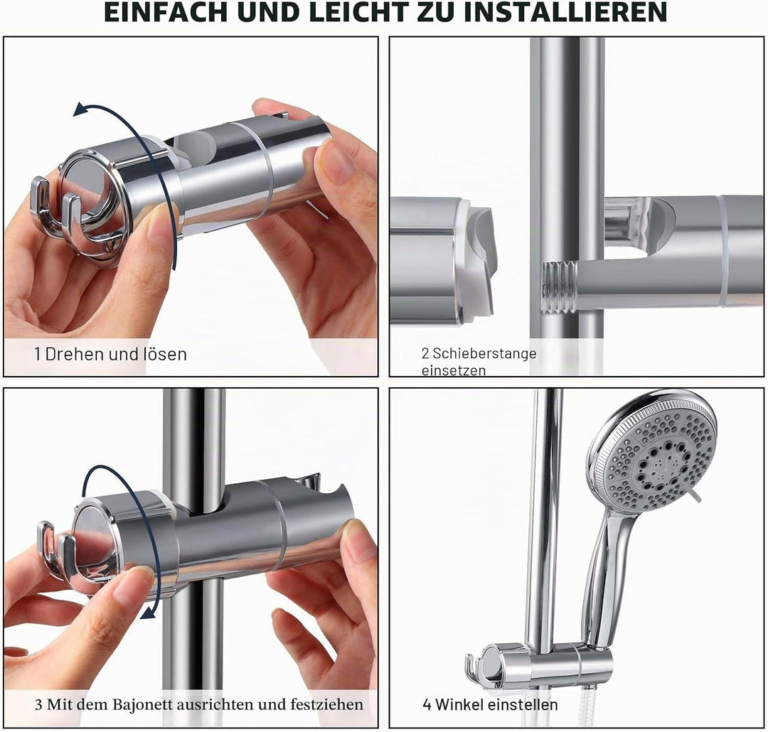 Vinabo Duschkopfhalterung, ohne Bohren, 18 – 25 mm Durchmesser, verstellbar, Halterung für Handbraus