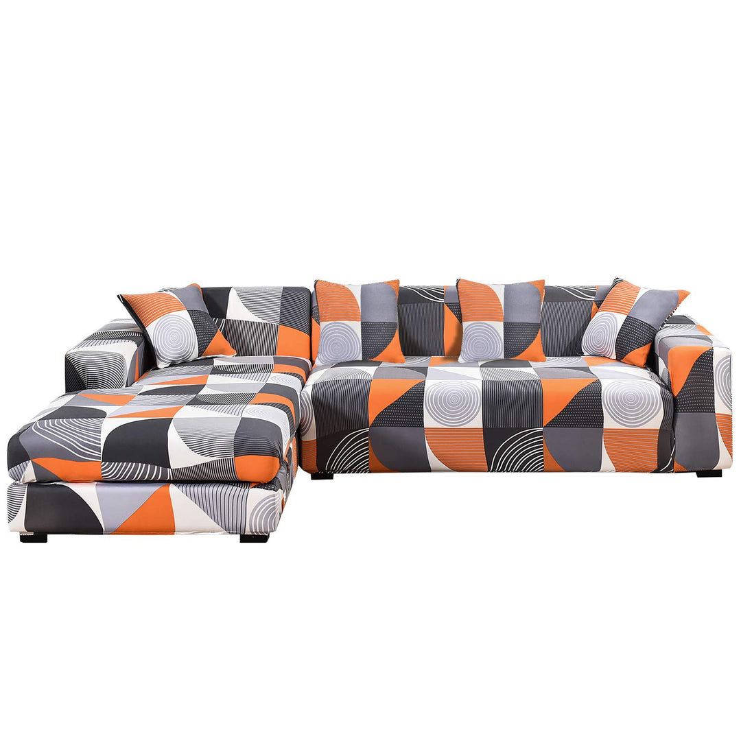 ShowyLive Sofa Überzug Couch Überzug 2er Set für Ecksofa L-Form Sofabezug 3 Sitzer+3 Sitzer, mit 4 S