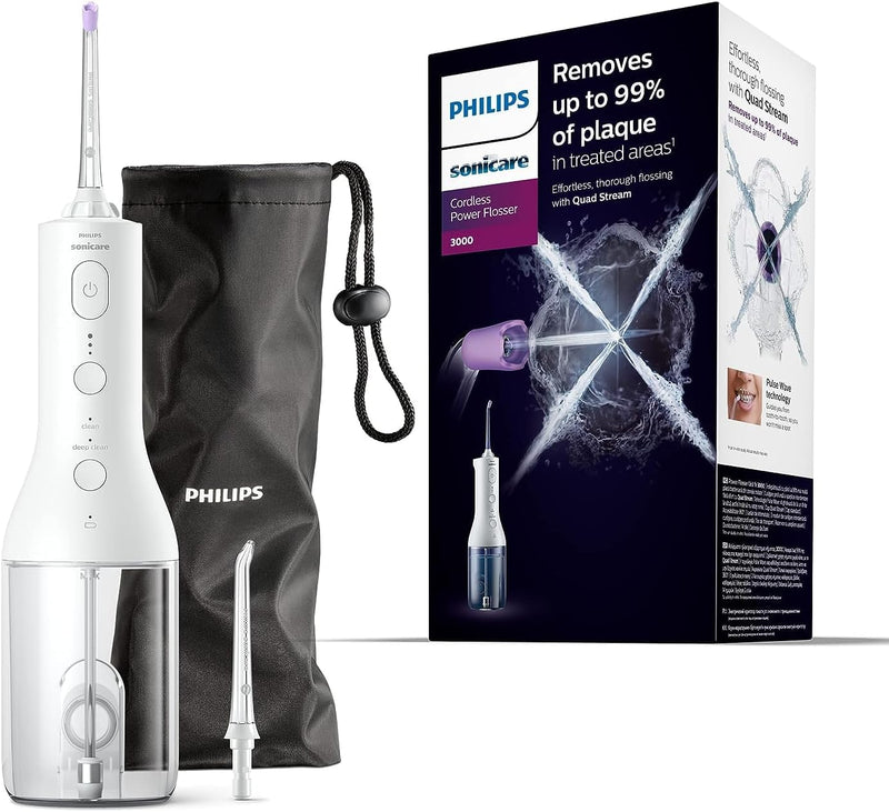 Philips Sonicare kabelloser Power Flosser 3000 Munddusche; Wasser-Flosser für Zähne, Zahnfleisch und