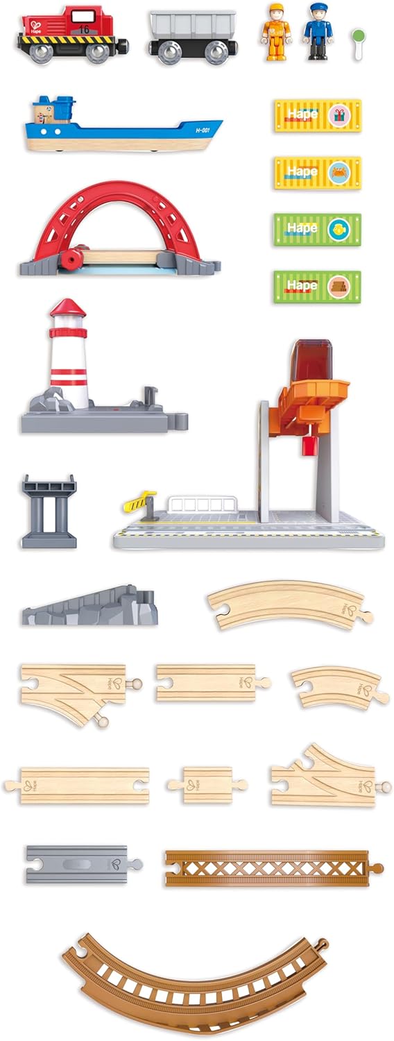 Hape Bahn- und Seefracht Set, Eisenbahn für Kinder, ab 3 Jahren
