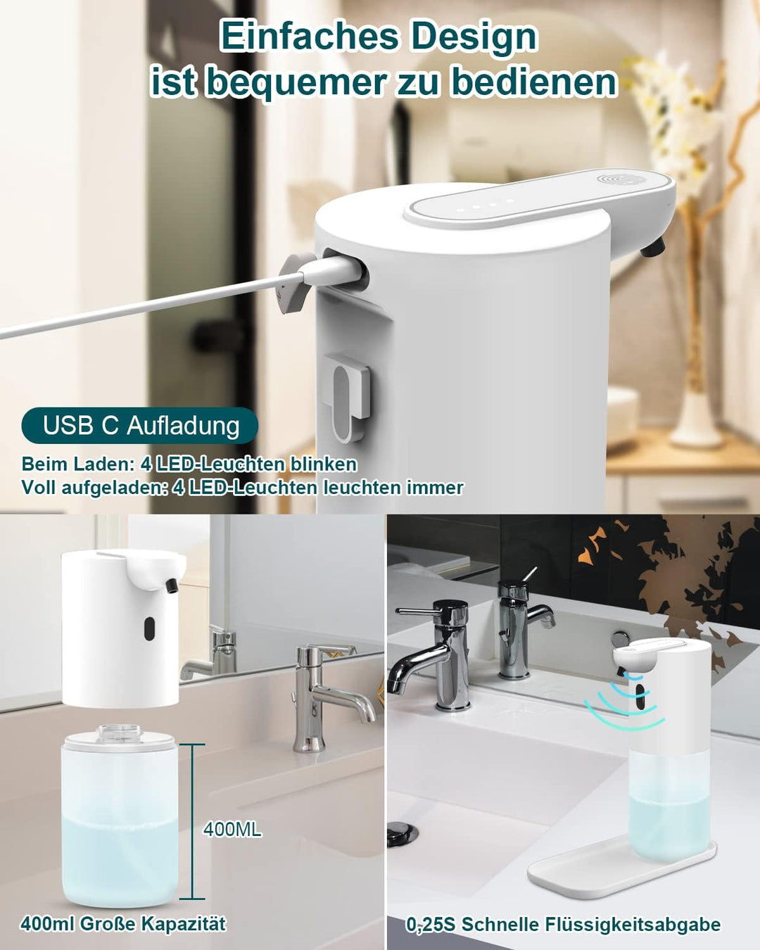 Desinfektionsspender Automatisch, aifulo Desinfektionsspender Sensor, Berührungsloser Desinfektionsm