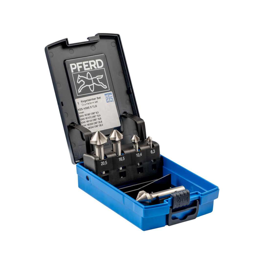 PFERD HSS-E Co5 Kegel-/Entgratsenker-Set, 5-tlg. | 90°, Ø 6,3-25,0 mm, DIN 335 C | 25202156 - zum Ve