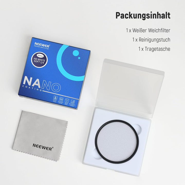 NEEWER 52mm weicher weisser Diffusion 1/4 Filter Weisse Diffusion Träumerischer Kinoeffekt, ultradün