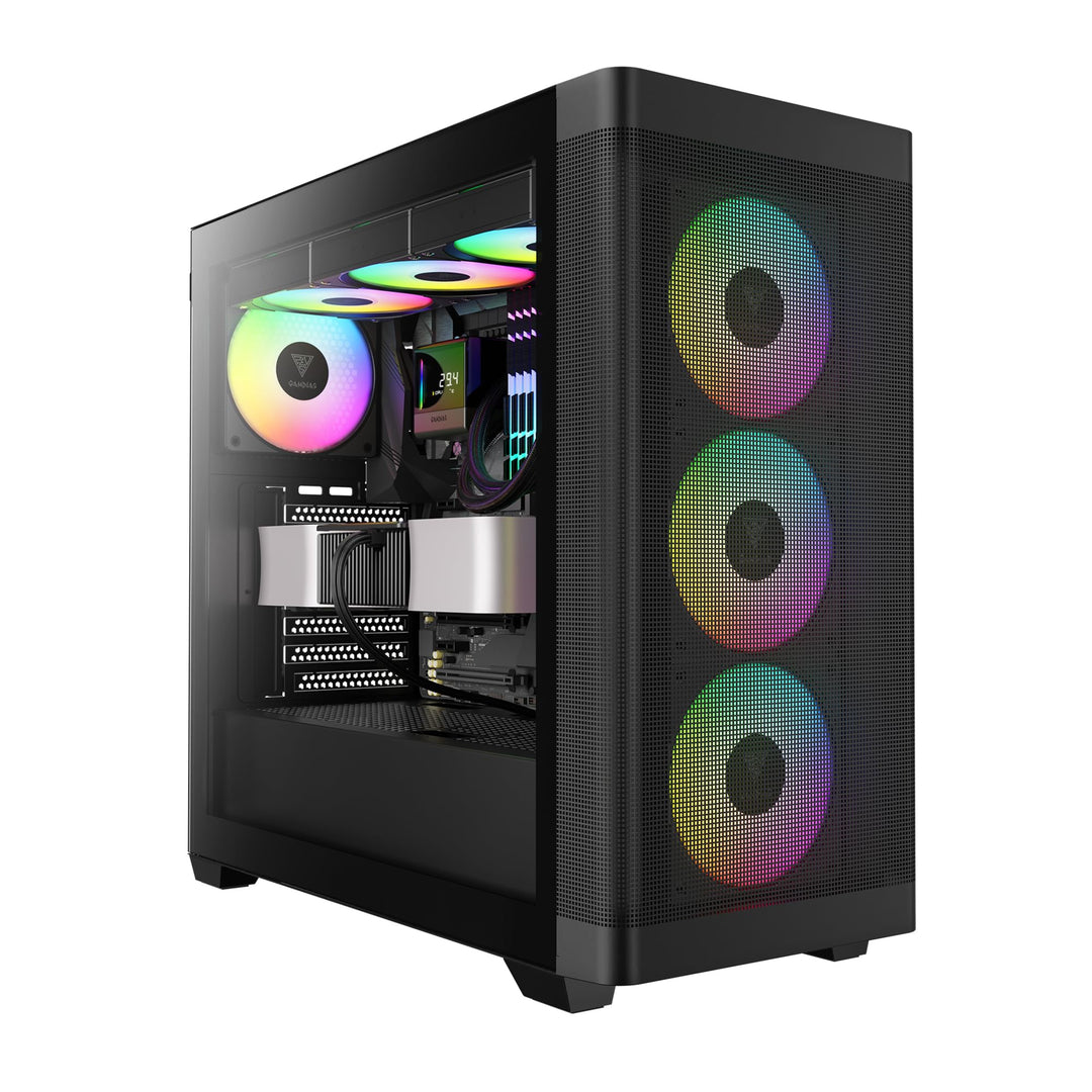 GAMDIAS TALOS M3 MESH ATX Gaming Midi-Tower PC-Gehäuse, Enthält 3 x 120mm ARGB PWM-Lüfter mit Lüfter