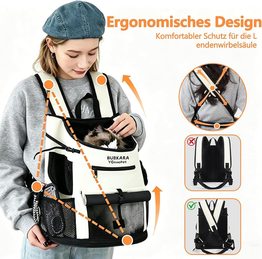 Hundetragerucksack, Haustier Tragetasche mit Gepolsterter Bodenmatte, Haustier Front Hundetragetasch