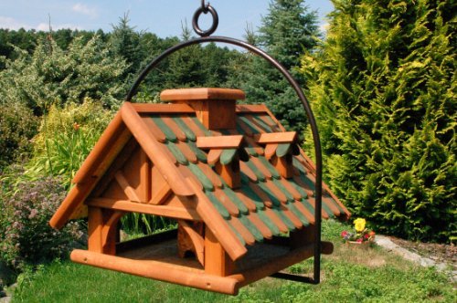 XXL Vogelhaus mit Gauben Nr19 Dach grün und Bügel zum aufhängen von Vogelhaus, Nistkasten, Vogelhäus